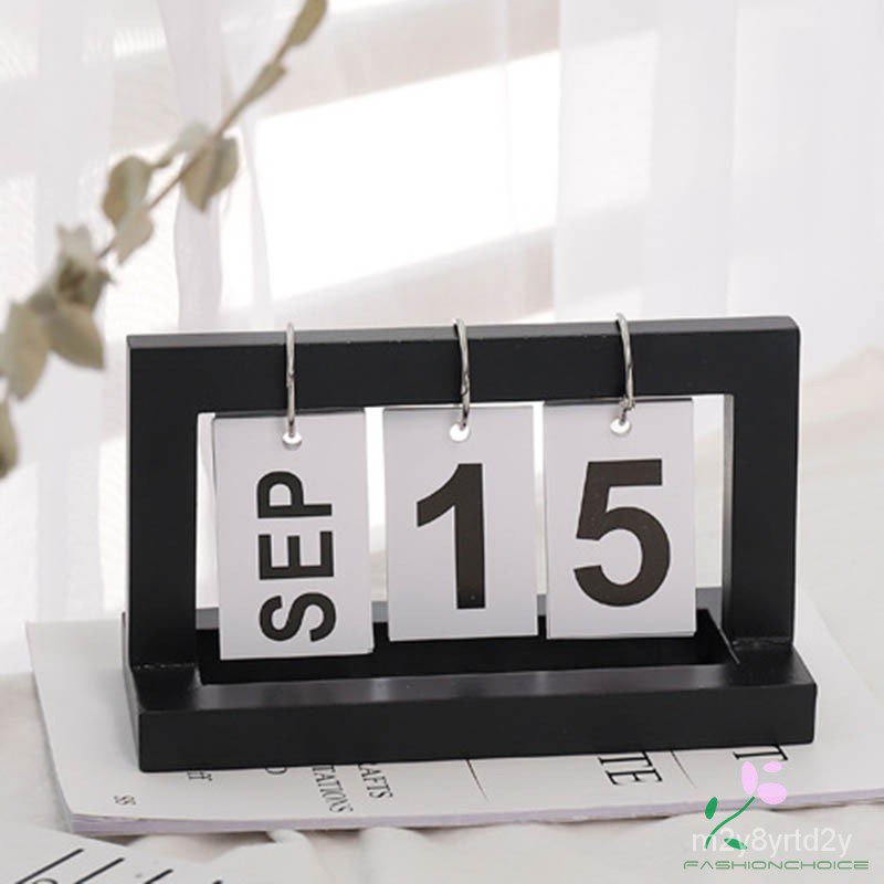 1 Pcs Wooden Flip Calendar Perpetual Desktop Office DIY Yearly Planner ...