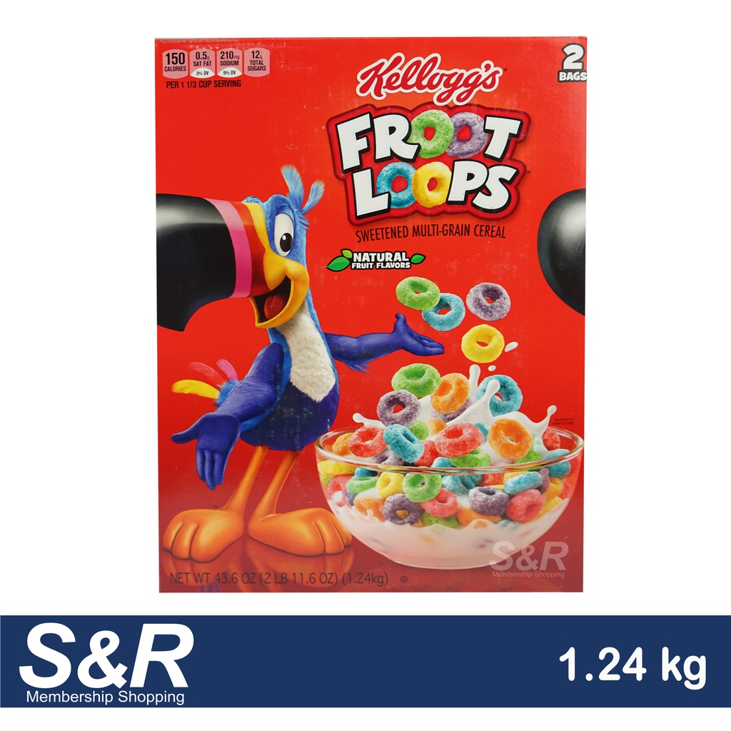 Kelloggs Froot Loops Sweetened Multi Grain Cereal 1 24kg Exp Oct 29