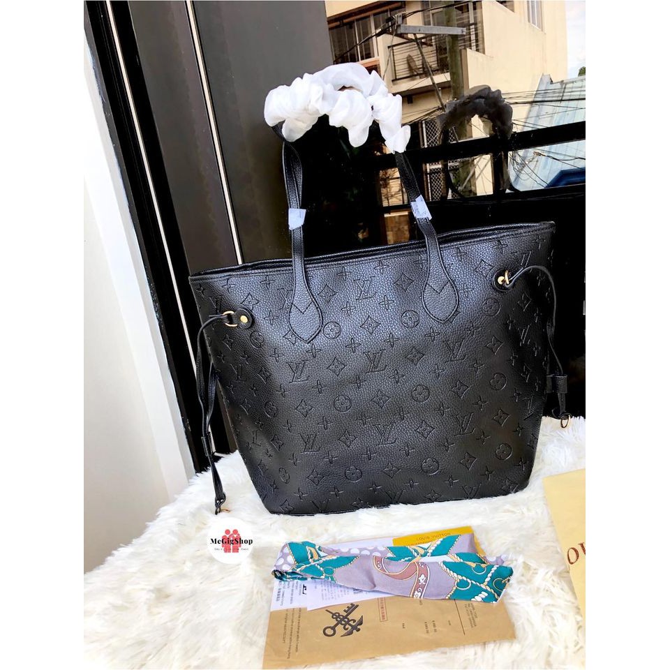 lv black embossed neverfull