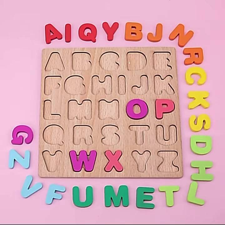 kkaabb ABC Alphabet Digital Puzzle Wooden Toys Kid Number Letter shape ...