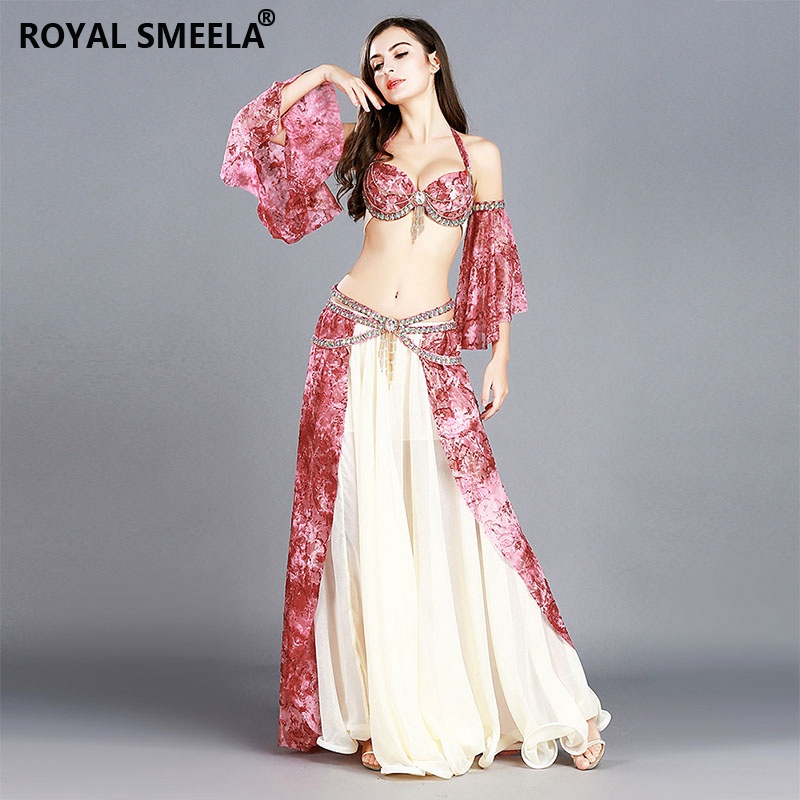 Sexy Belly Dancing Wear Pink Belly dancing costume Women Rhinestones ...