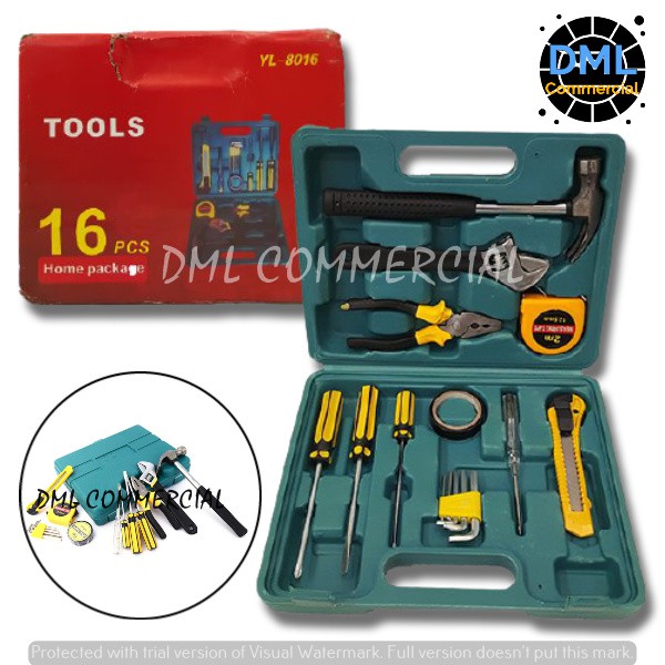 (DML-1707) 1 SET Professional Repair Mechanic Portable Tool Box (16 PCS ...