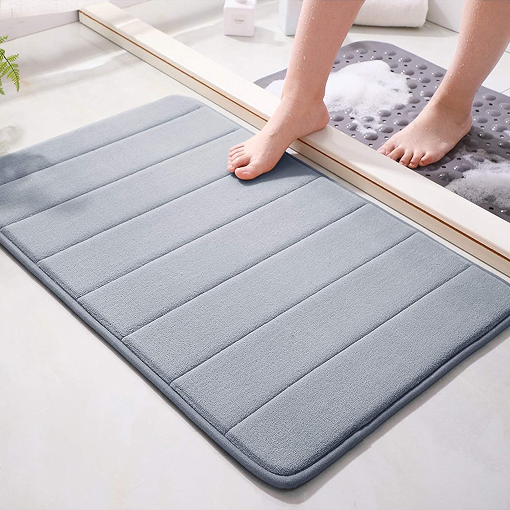 Memory Foam Bathroom Door Mat Coral Velvet Super Non-Slip Rapid Water ...