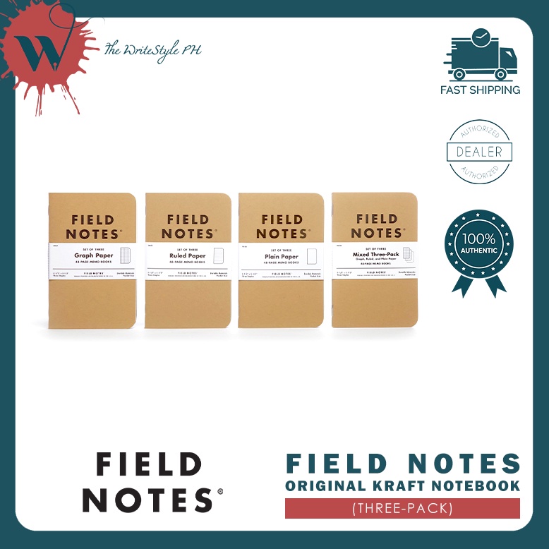 Field Notes: Original Kraft 3-Pack - Mixed Paper (1 Graph, 1 Ruled