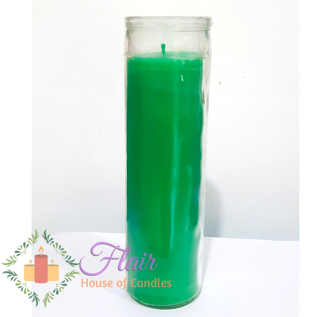 Flair Plain Long Glass Candle Colored Smokeless Altar Prayer Candle