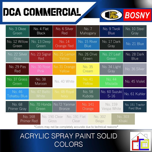 Bosny spray paint colors hotsell