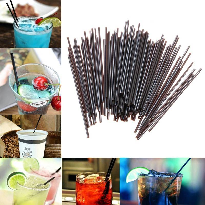 500pcs 5/8 Inch Coffee Stirrers Black Cocktail Straws Plastic Drinking ...