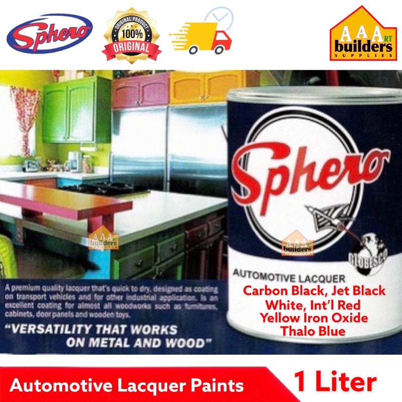 Sphero Automotive Lacquer Paint 1 Liter Carbon Black Jet Black White Thalo Blue Int’L Red Yellow