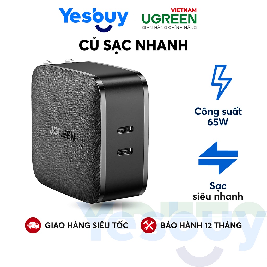 3port usb fast charger 65W PD3.0 GaN fast charger black 3C + 1A super