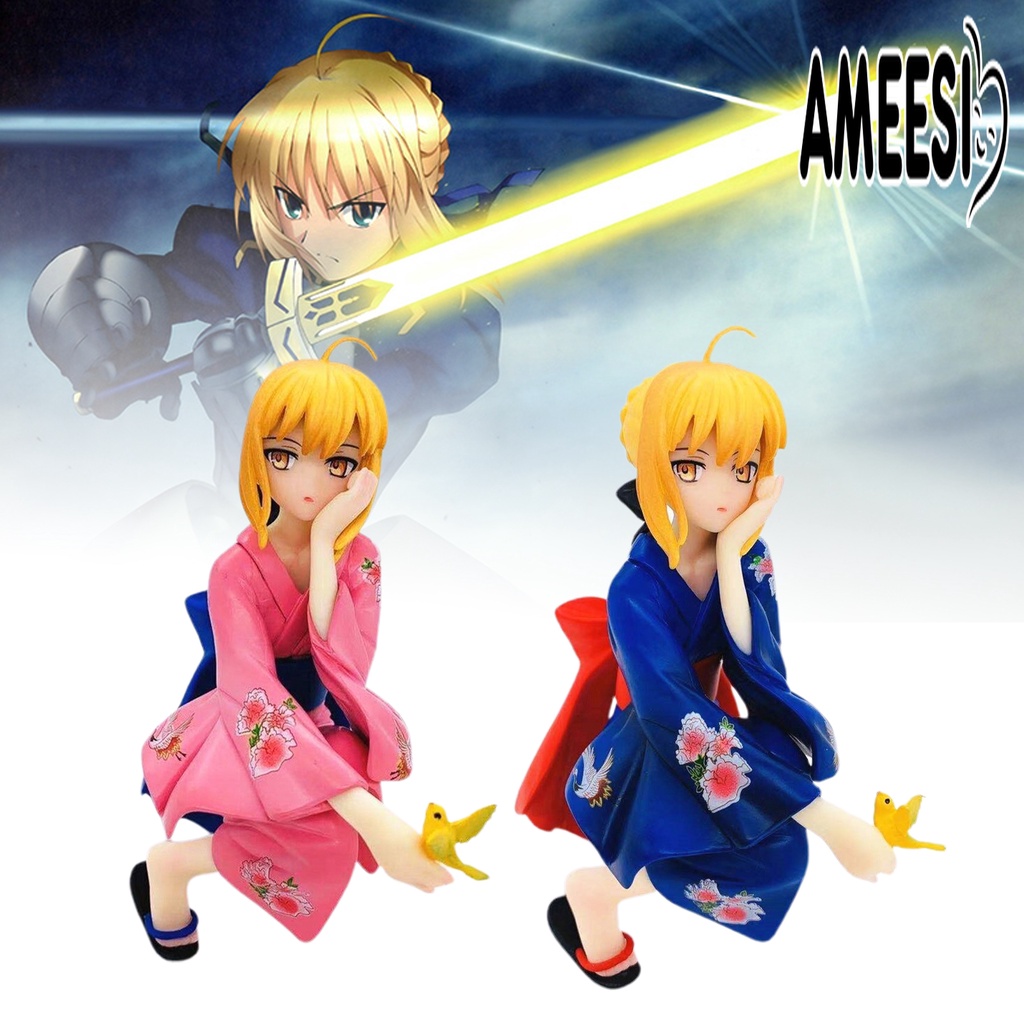 Ameesi 13cm SaberAltria Figure Kimono Dressup Squatting Position