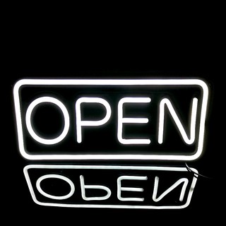 Deco 19 X 8 Inches Level Led Neon Open Sign 15mm Matte Black Base With 