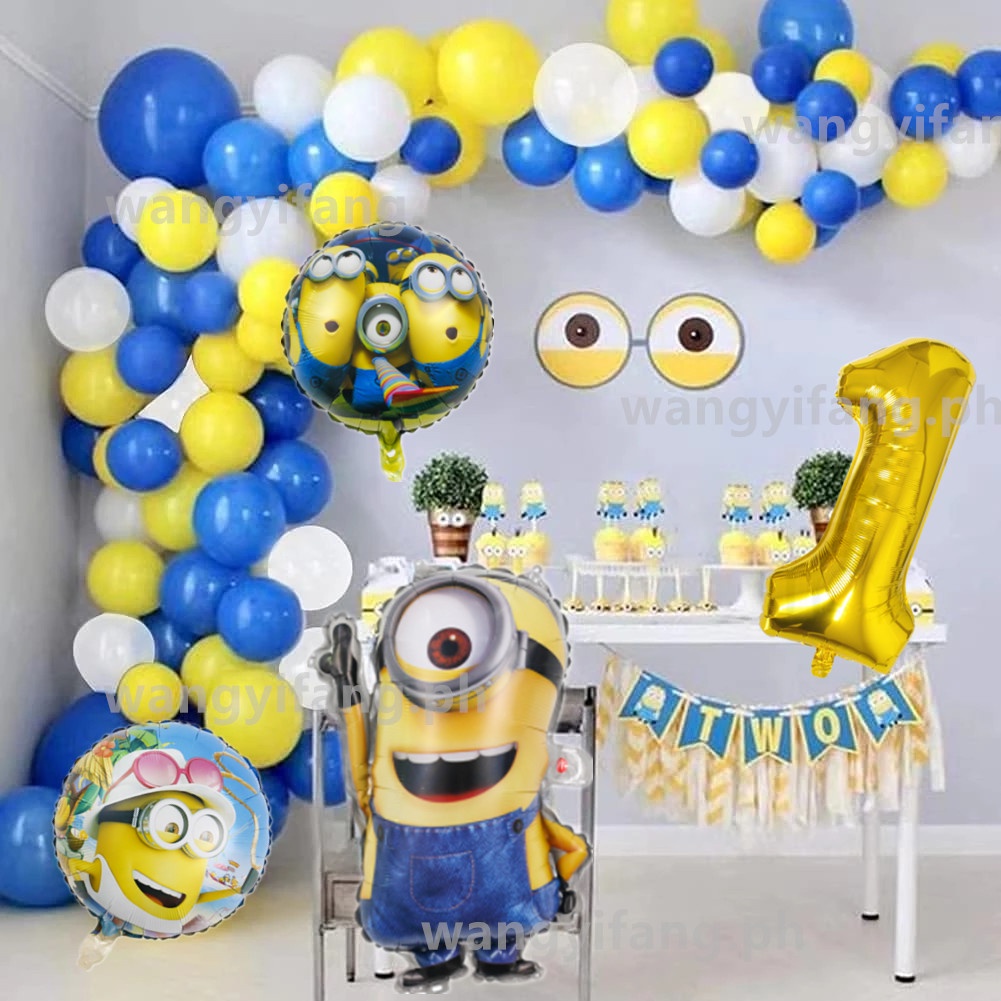 70Pieces Minions Theme Balloon Chain Dark Blue Yellow Balloon Garland ...