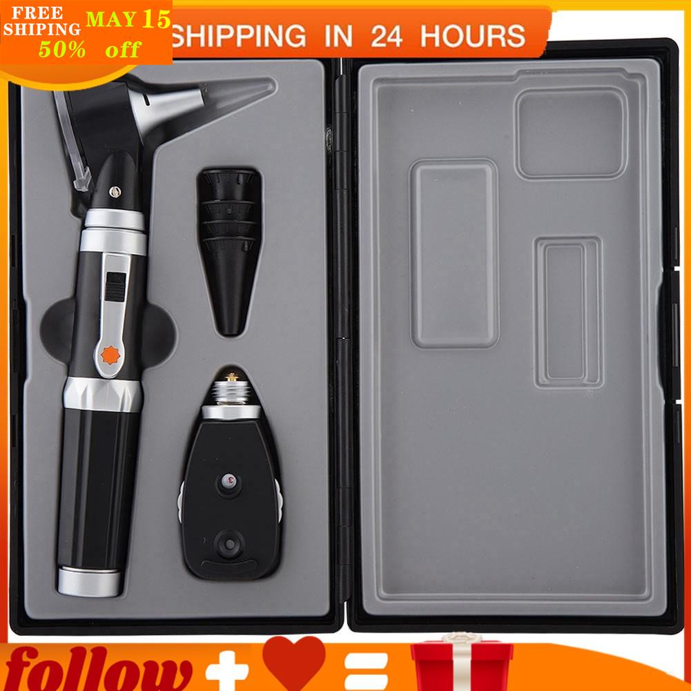 Fiber Optic Otoscope+Ophthalmoscope Kit LED Fiberoptic Otoscope