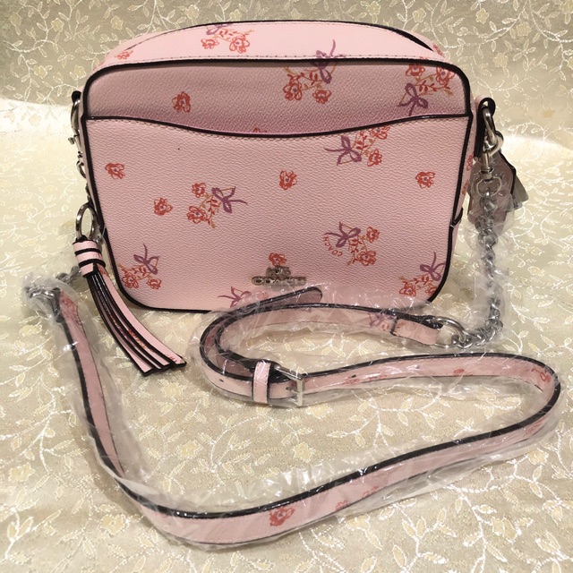 Coach Pink Floral Bow Print Camera Bag