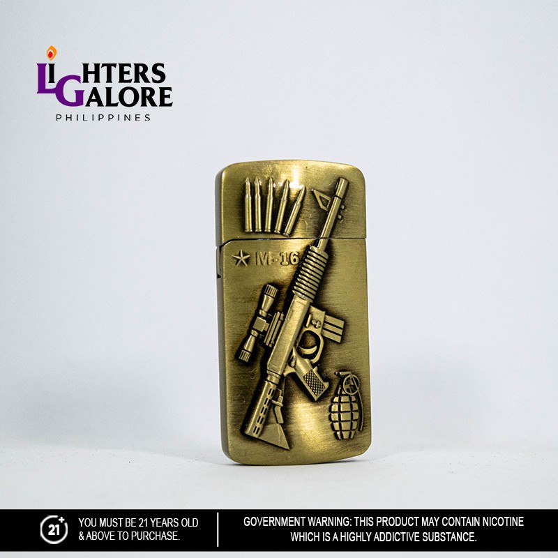 Lighters Galore Torch 281 (M16 Embossed Assault Riffle With 5 Bullet And Grenade Bronze