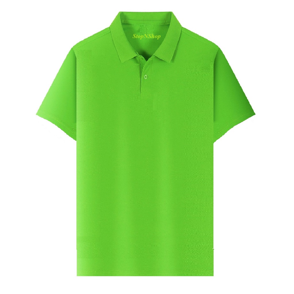 Polo Shirt Apple Green Cotton Fabric Plain Unisex Adult T-Shirt With ...