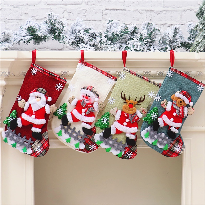 Christmas Socks Santa Claus Snowman Elk Candy Gift Bag Xmas Tree ...