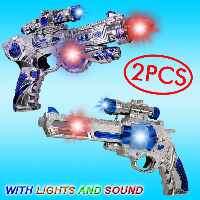 2pcs Space Toy Blaster Silver Game Flashing Light And Sound Kids Toys ...
