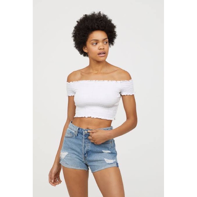 Off shoulder crop top shopee sale