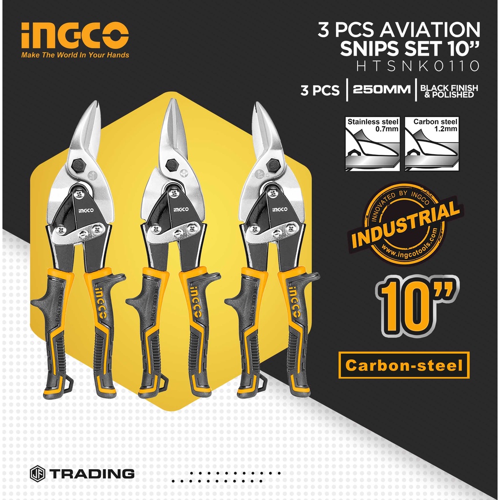 INGCO Industrial 3 pcs /Set Aviation Snip Set Left, Right and Straight ...