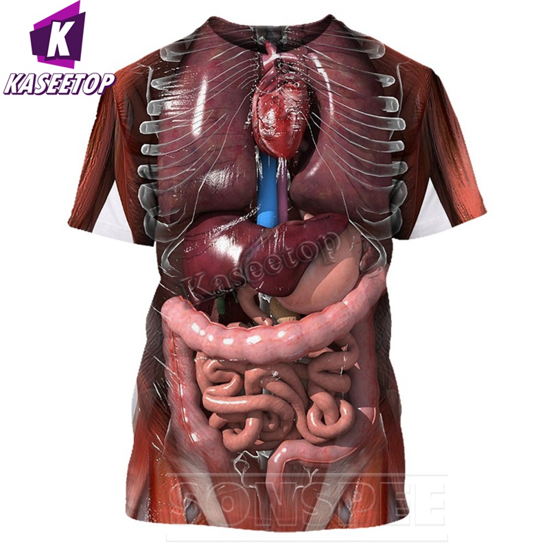 3D Print Cosplay Male Skeleton Internal Organs Tshirt Harajuku Human ...