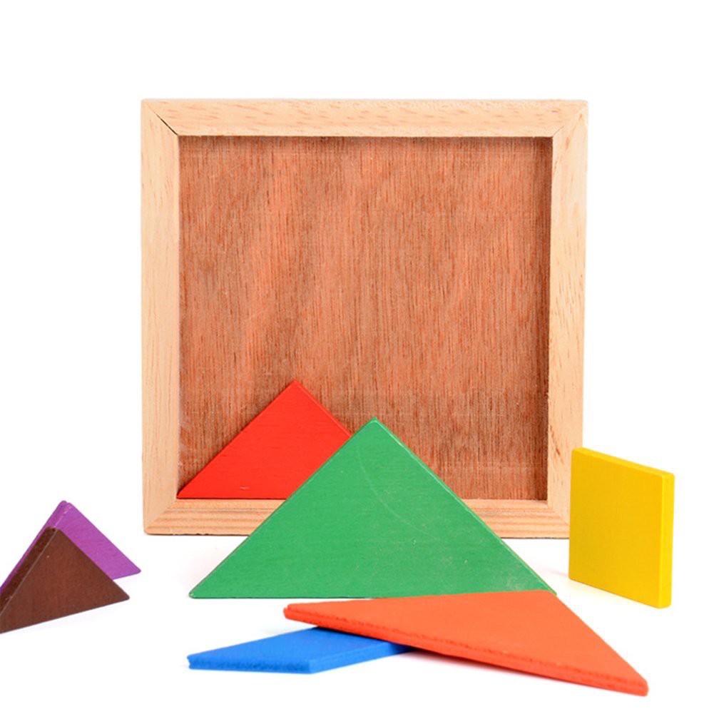 Tangram DIY rainbow colorful wooden jigsaw puzzle 11/18/20cm | Shopee ...