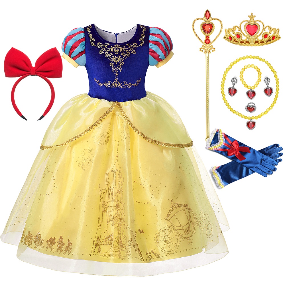 Snow White Costume Kids Girl Princess Fancy Dress Up Party Gown