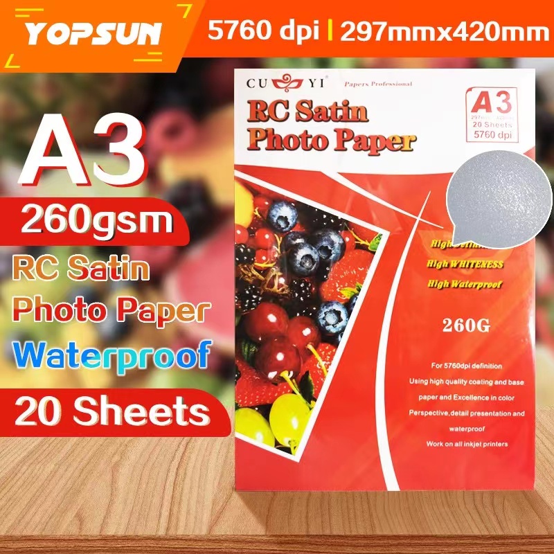 A3 Cuyi RC Satin/Glossy Photo Paper 260gsm For Picture High Quality ...