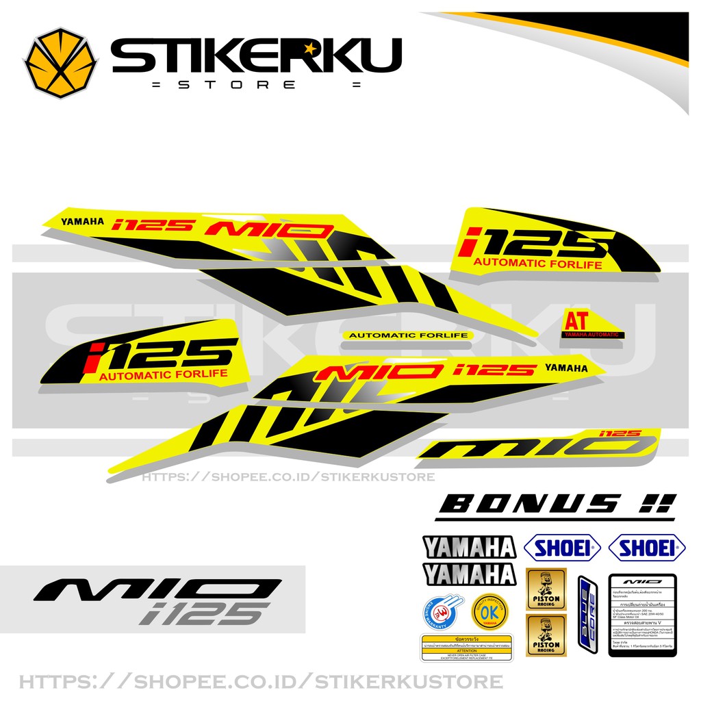 Mio i 125 STOCK DECALS / STRIPING MIO M3 /Z / 125/ STICKERS / STICKER ...