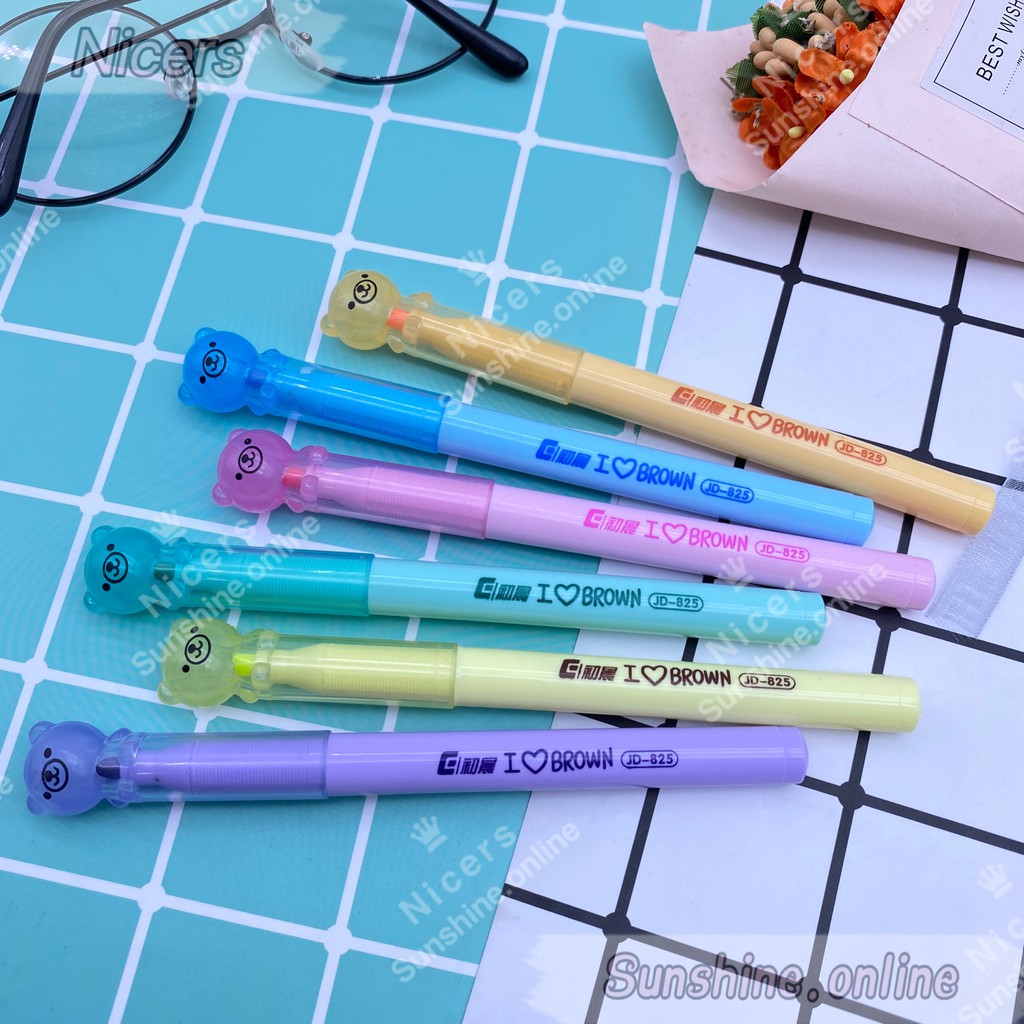 6Pcs Cute Bear Highlighters Markers - Bear Pen Cute Highlighters