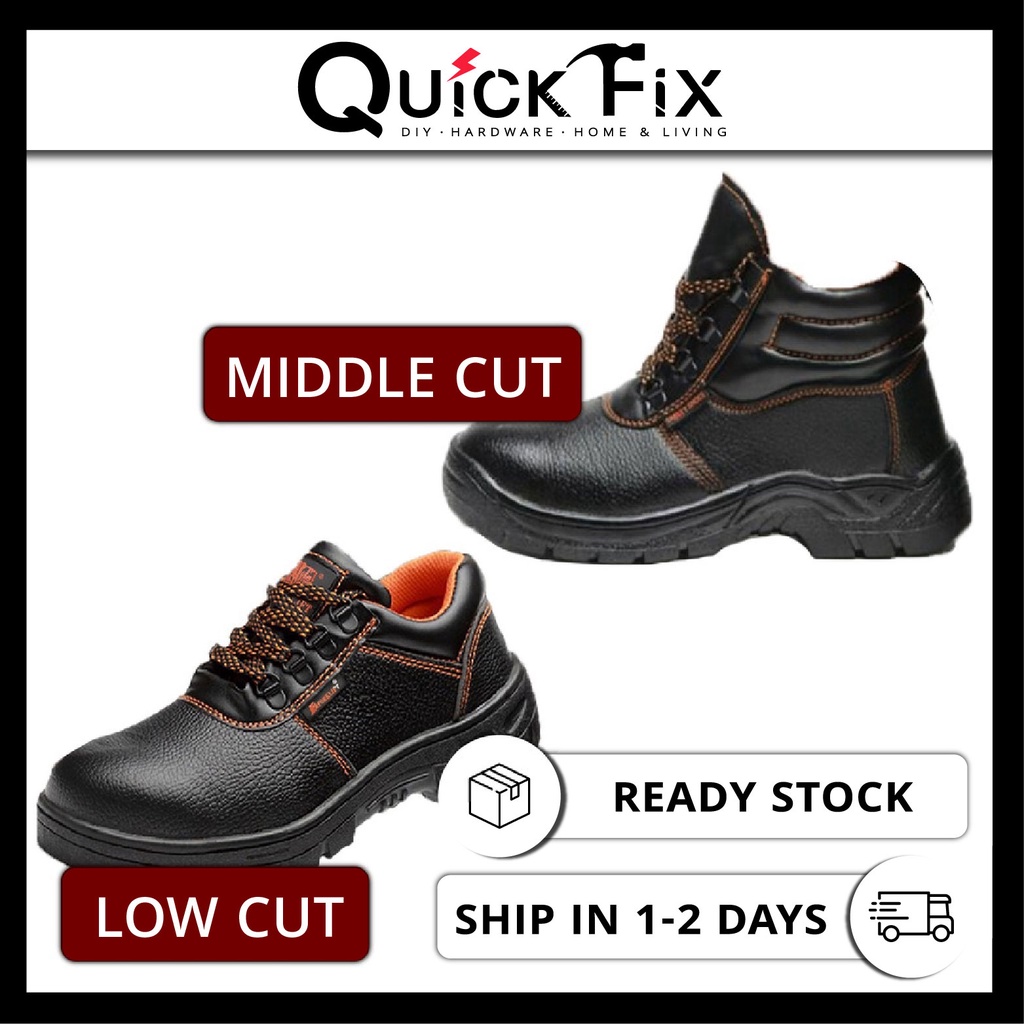 QuickFix Safety Boot Shoe Low & Middle Cut Unisex Steel Toe Cap Plate ...