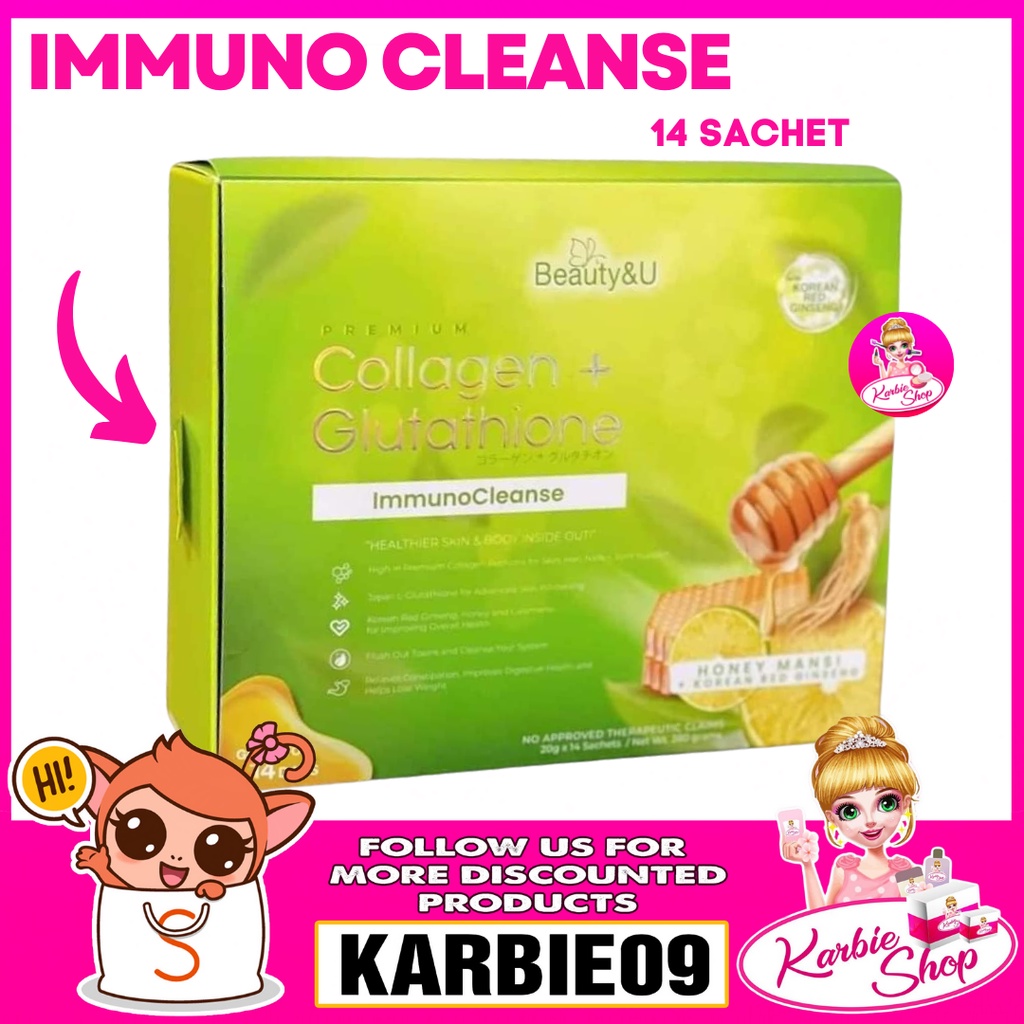 Orig Beauty&U Immuno Cleanse Premium Collagen + Glutathione 14sachet ...
