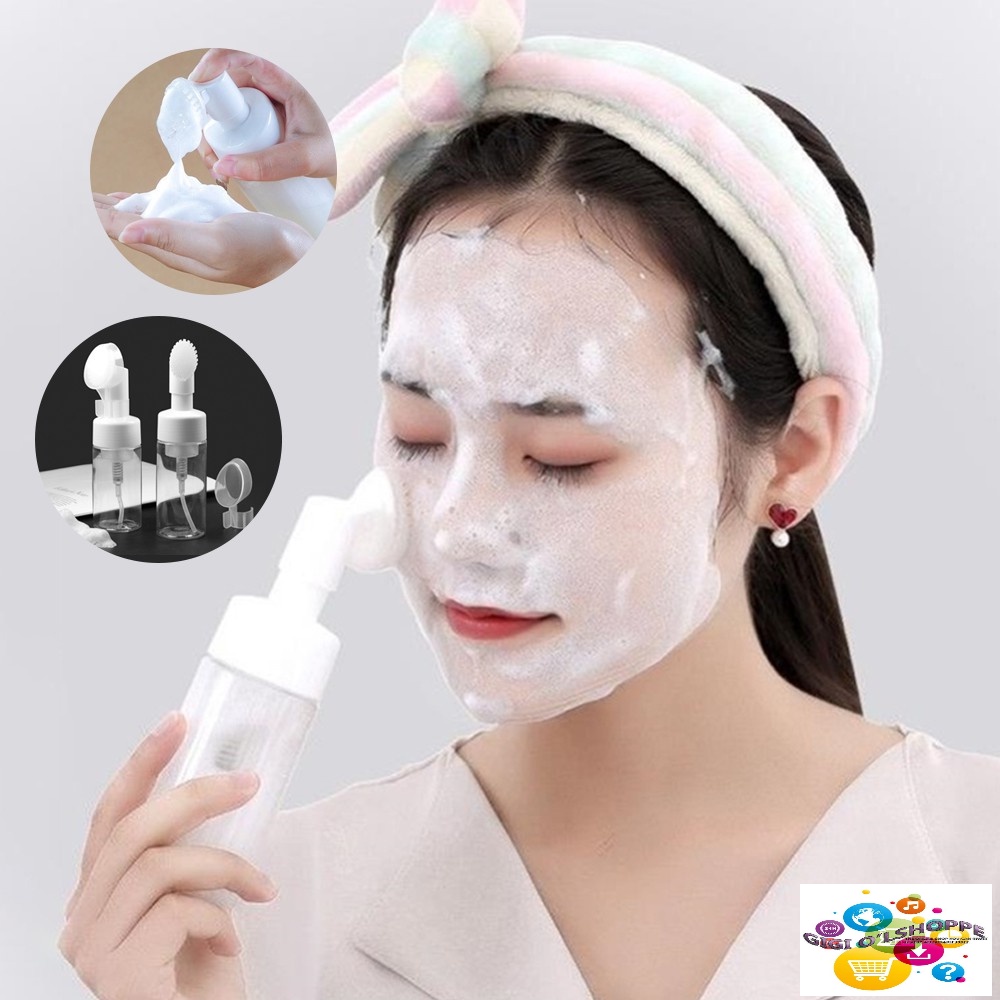 Mousse Foaming Bottle With Brush Pump Press Silicone Face Foaming brush Bottle facial foam