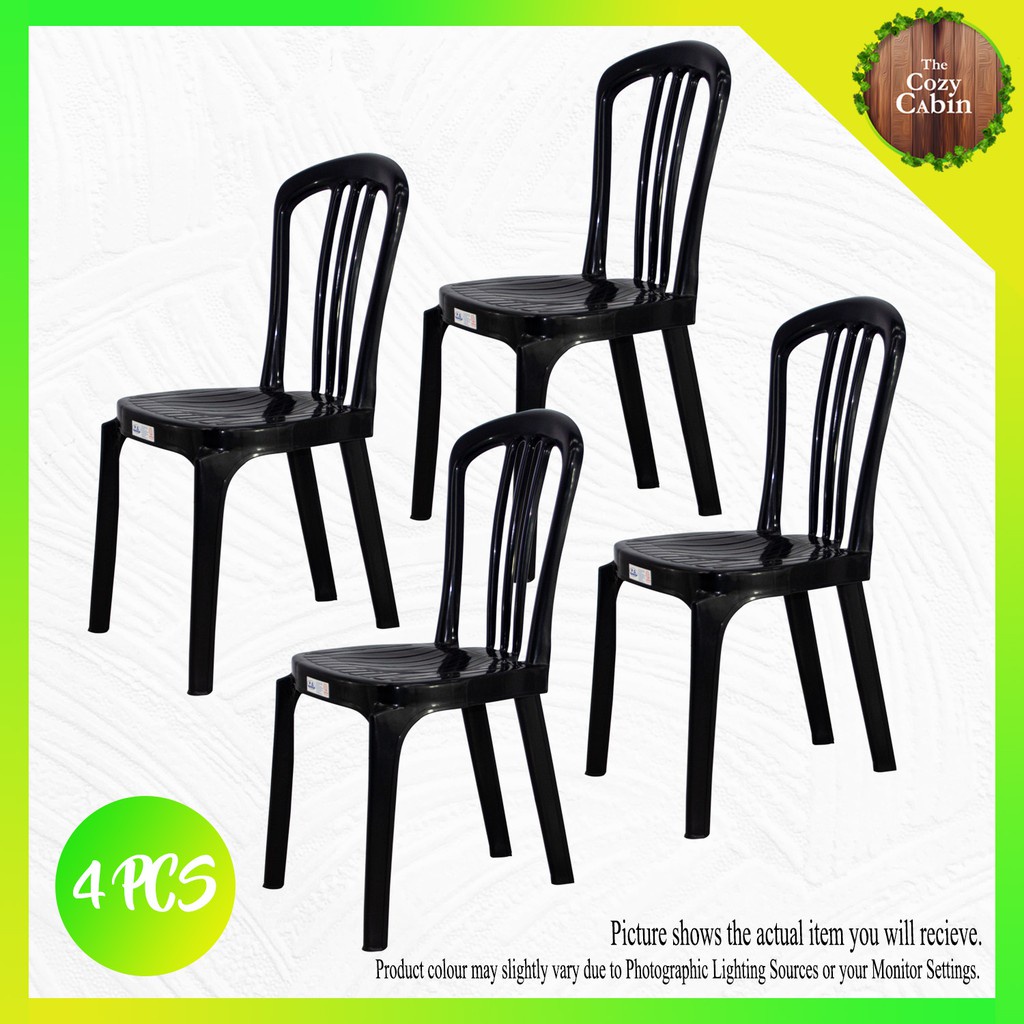 Hannita Plastic Monoblock Chair Set of 4 Victoria Black