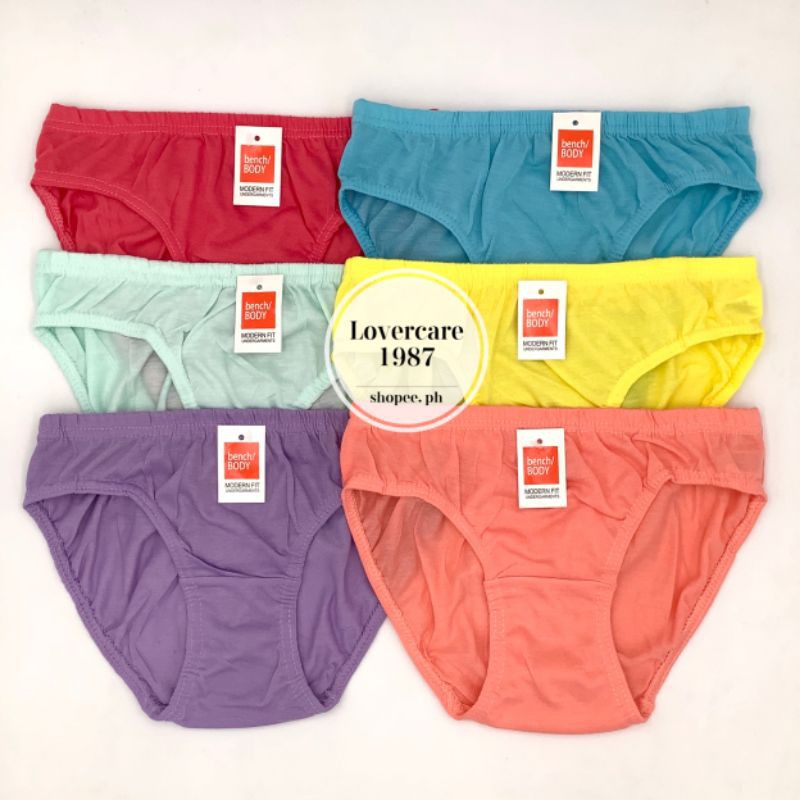 COD 12Pieces Cotton Bench Body Plain Panty Women/Ladies Underwear