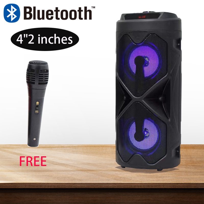 4" Wireless Portable BIG Karaoke Stereo Bluetooth Speaker with Free Mic ...