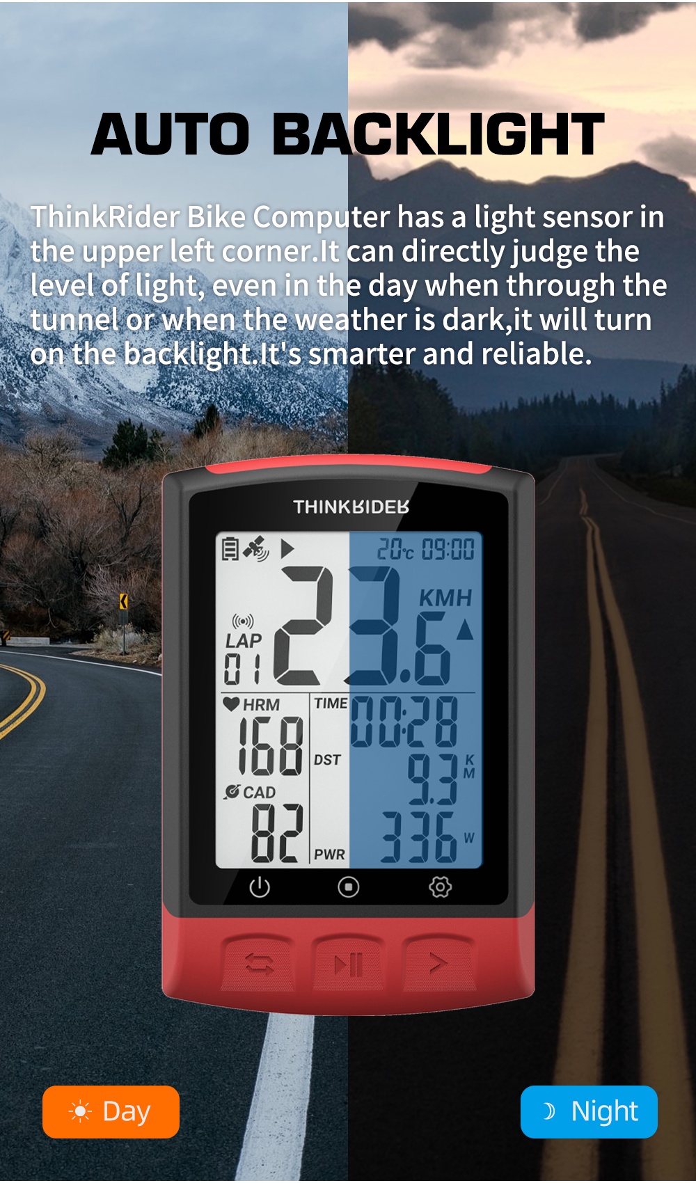 ThinkRider BC108 GPS Smart Bike Computer ANT+ BLE Powermeter IPX7