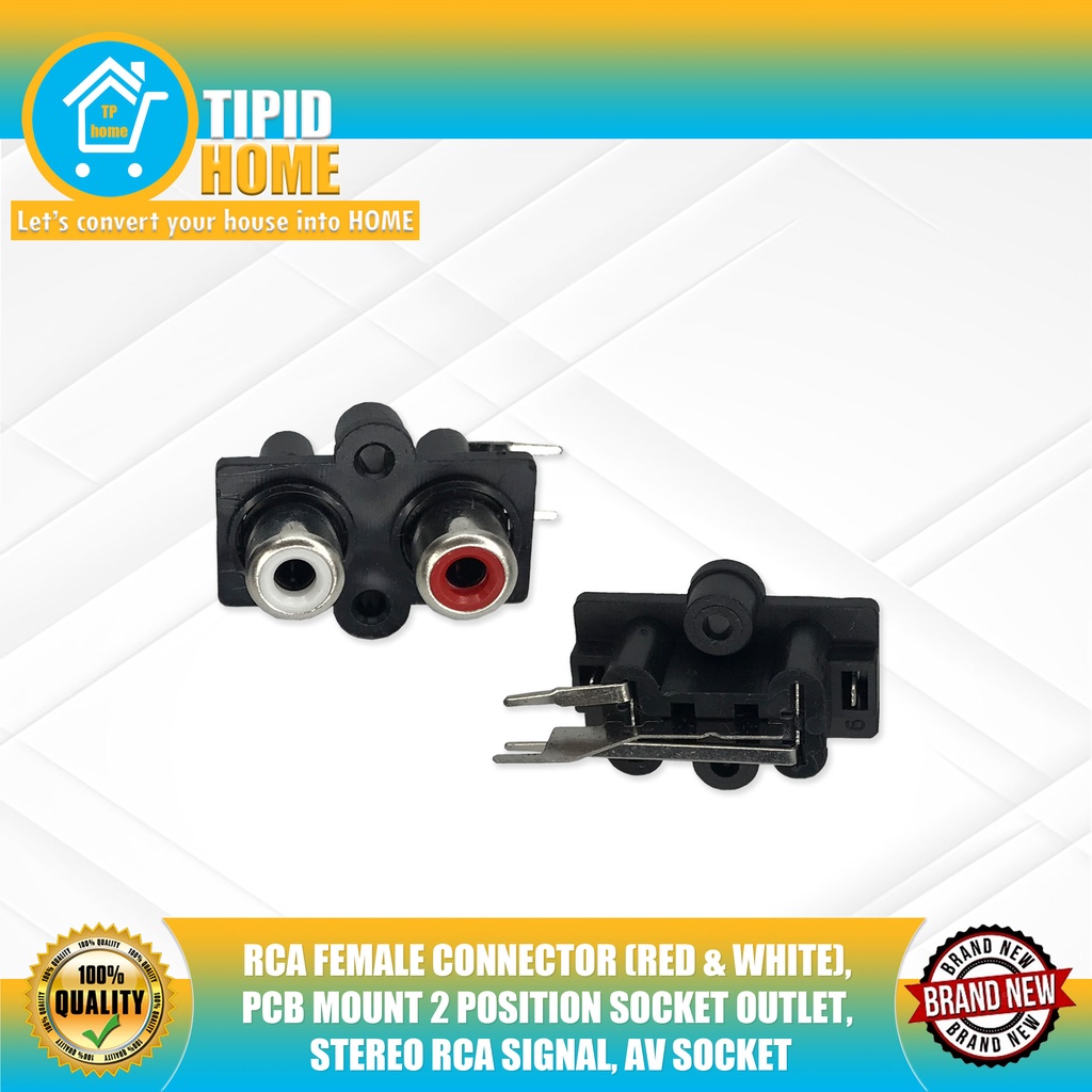 RCA FEMALE CONNECTOR (RED & WHITE), PCB MOUNT 2 POSITION SOCKET OUTLET ...
