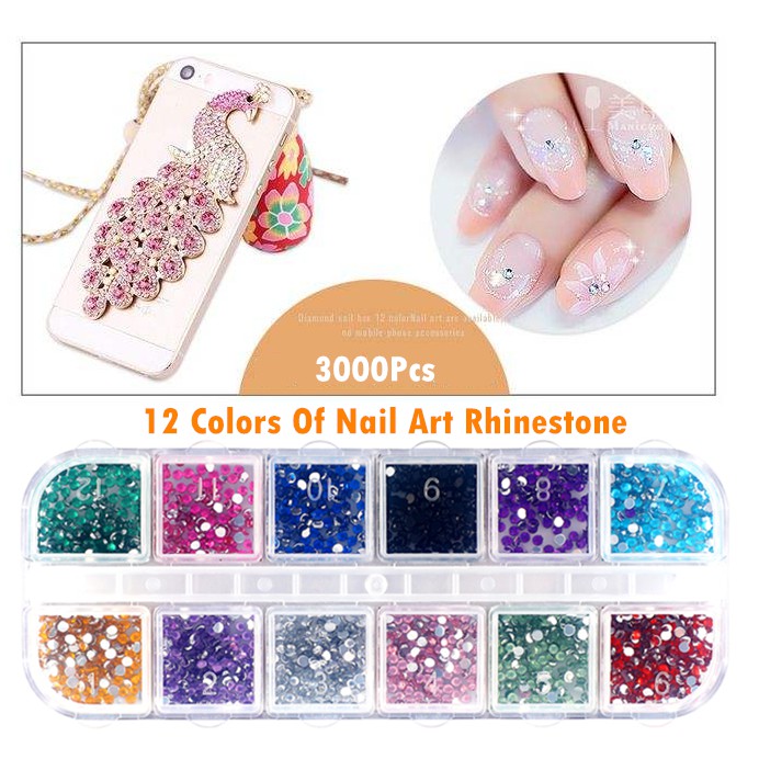 Coscelia Mix 12 Color Circle Nail Rhinestones Nail Art Design Tips Nail  Decor Glitters Rhinestones