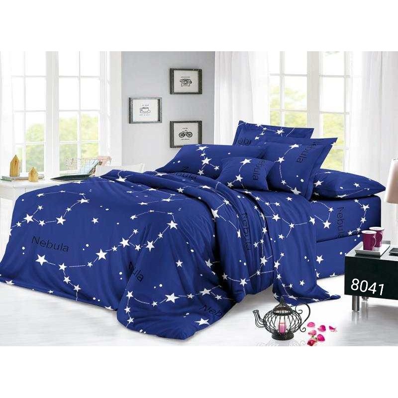 COD 3 In 1 Bedsheet Set Popular Star Blue Design Queen Size Bedroom