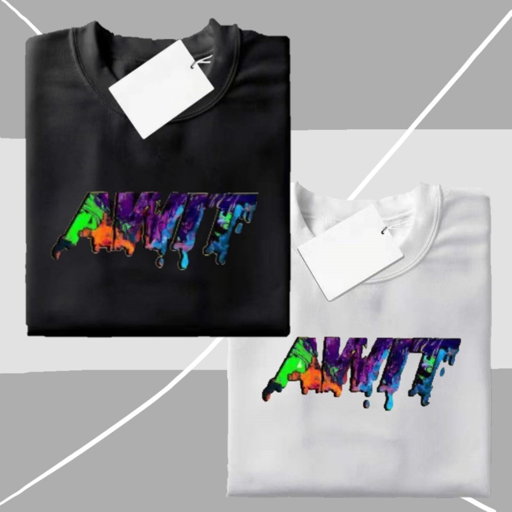 T-shirt Clothing Awit Colorful Text Design Cotton (4 Size S, M, L, XL ...