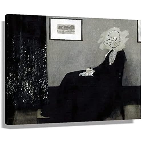 Whistlers Mother Mr Bean Canvas Art Poster Modern Wall Art Picture for ...