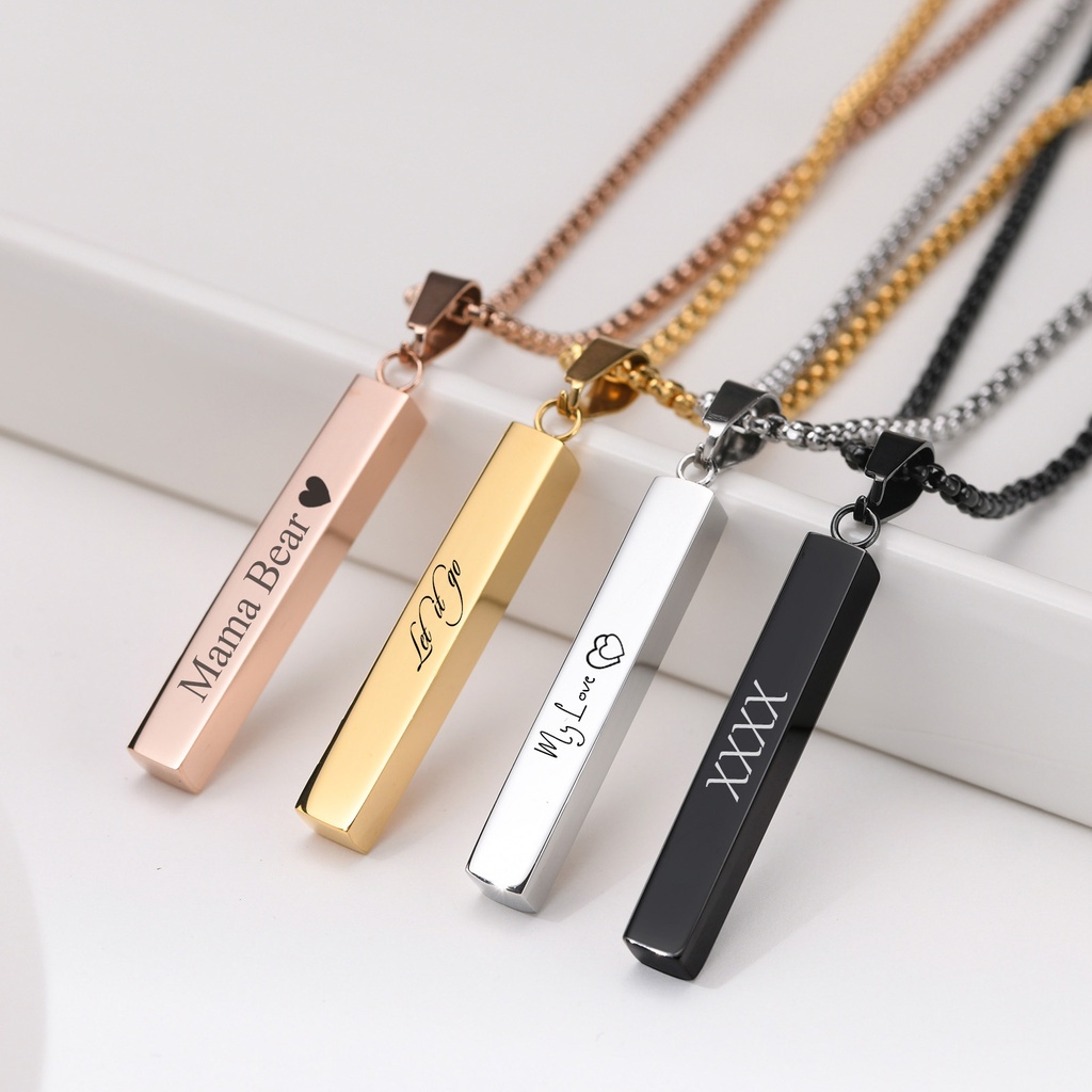 ChicSilver Personalized Bar Necklace - 925 Sterling Silver Y-Chain With Custom Engraving | Gift Ready Jewelry