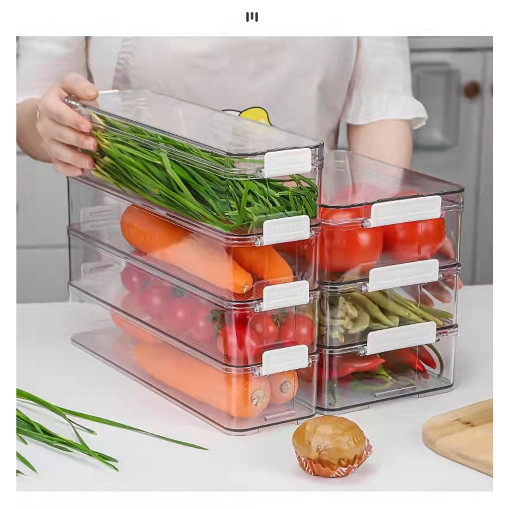 Fridge Organizer Stackable Refrigerator Organizer Bins, Clear Plastic ...