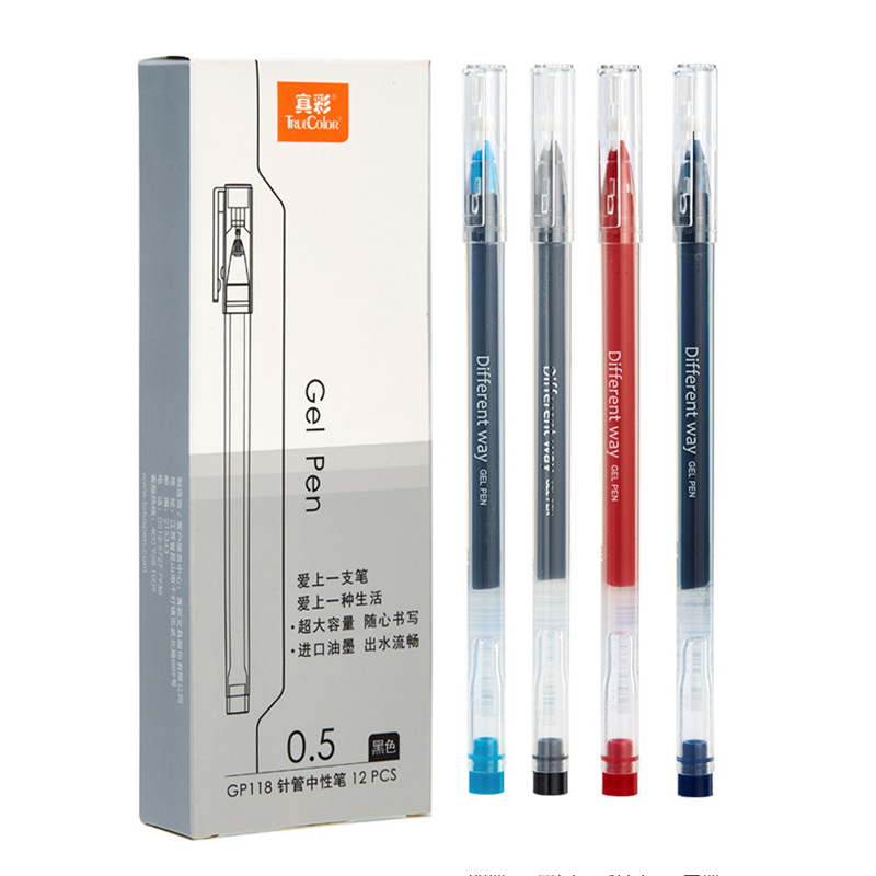 12 PCS/LOT Ballpen 0.5 mm fine point Gel pen black,red,dark blue
