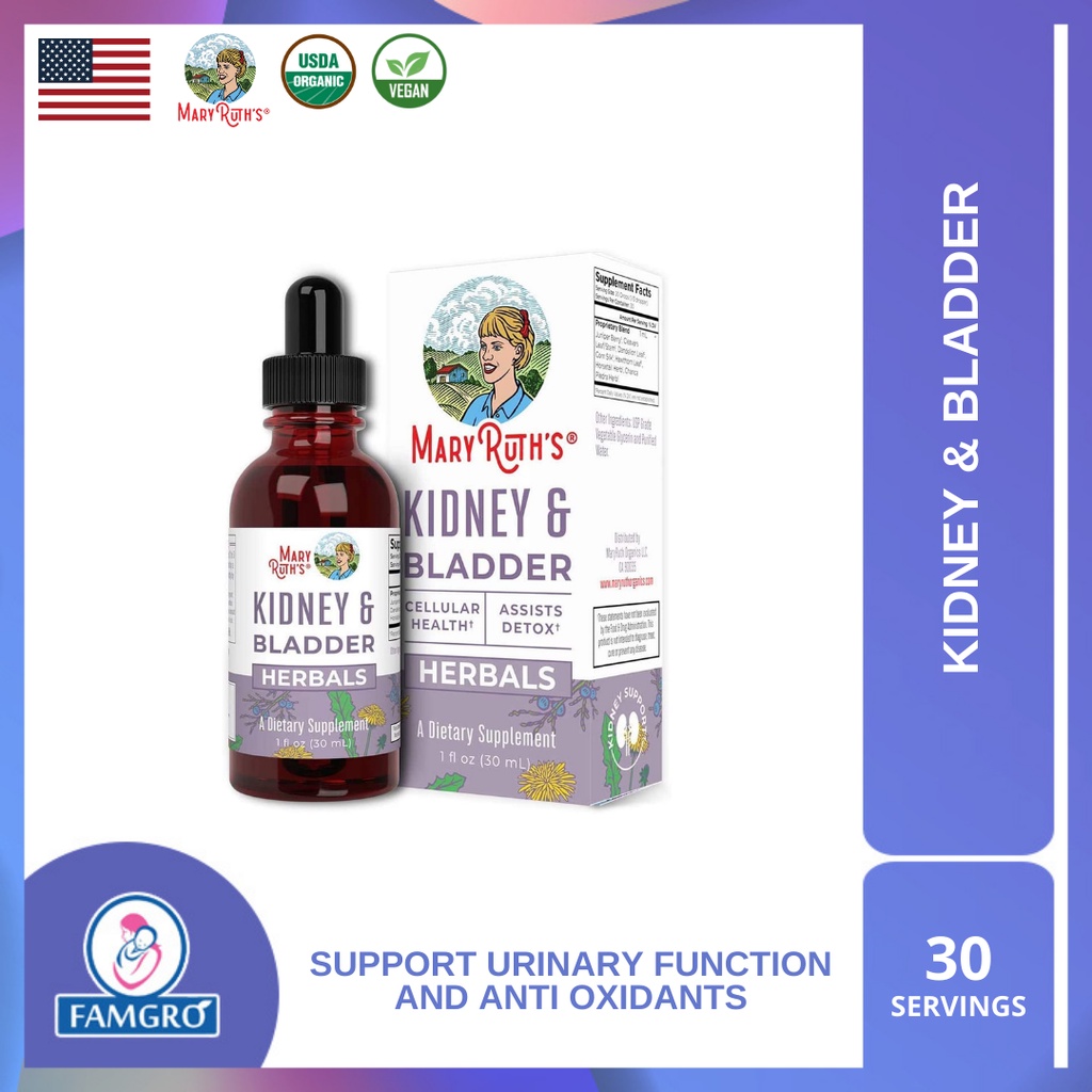 Mary Ruth Kidney Support Drops Liquid Herbal Supplement for Renal and