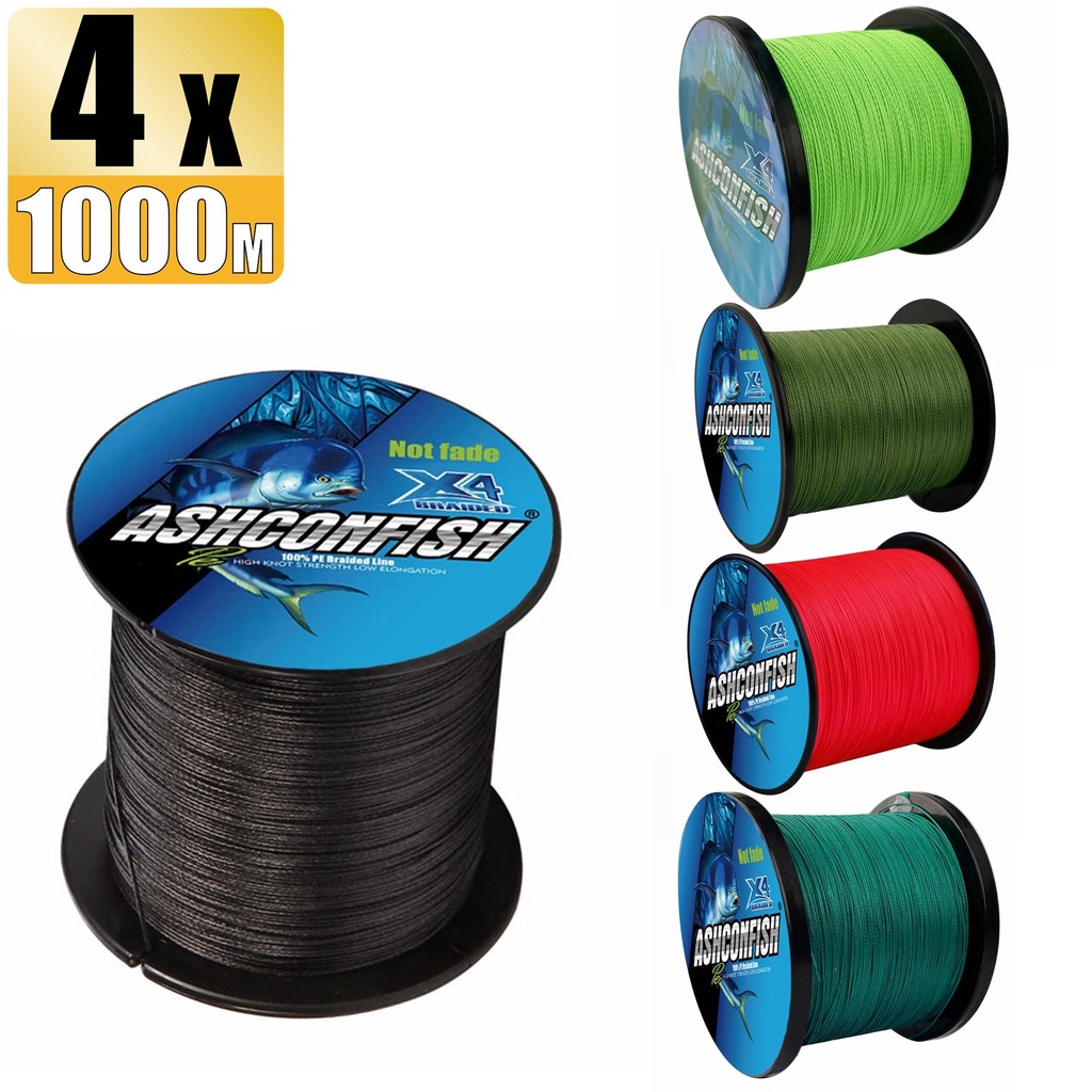Ashconfish 4 Strands 1000M No Dyed Not Faded Braided Fishing Line Super  Strong PE Line Saltwater Freshwater