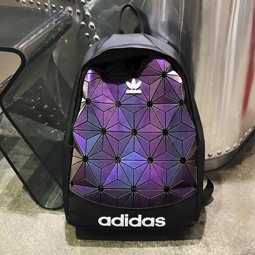 Adidas Korean Fashion Design College Bookbag Luminous Holographic School Bag Backpack For Men