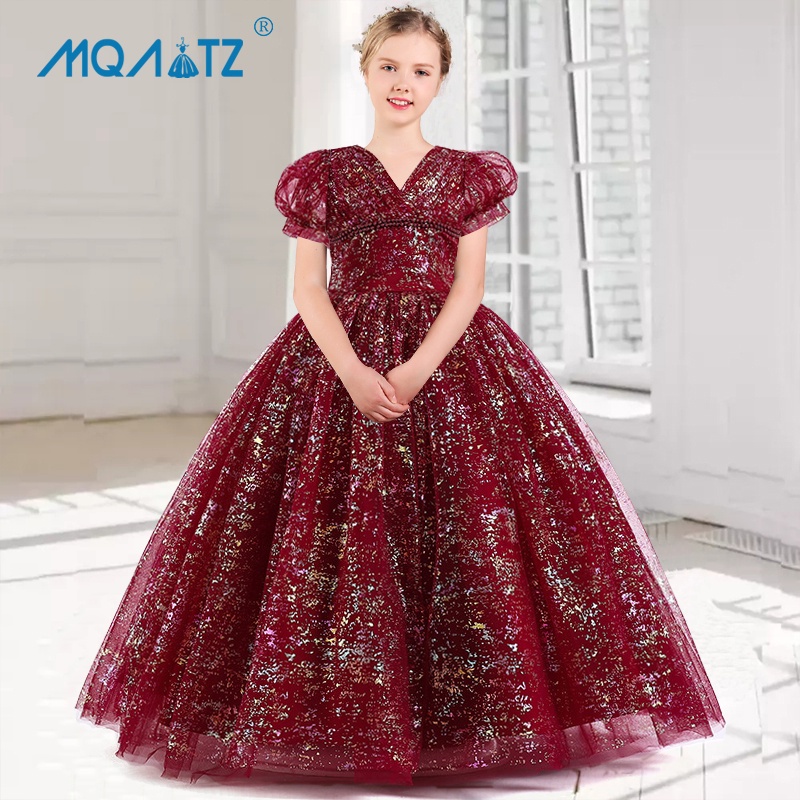 MQATZ Pageant Kids Evening Dress For Girls Children Costume Puff