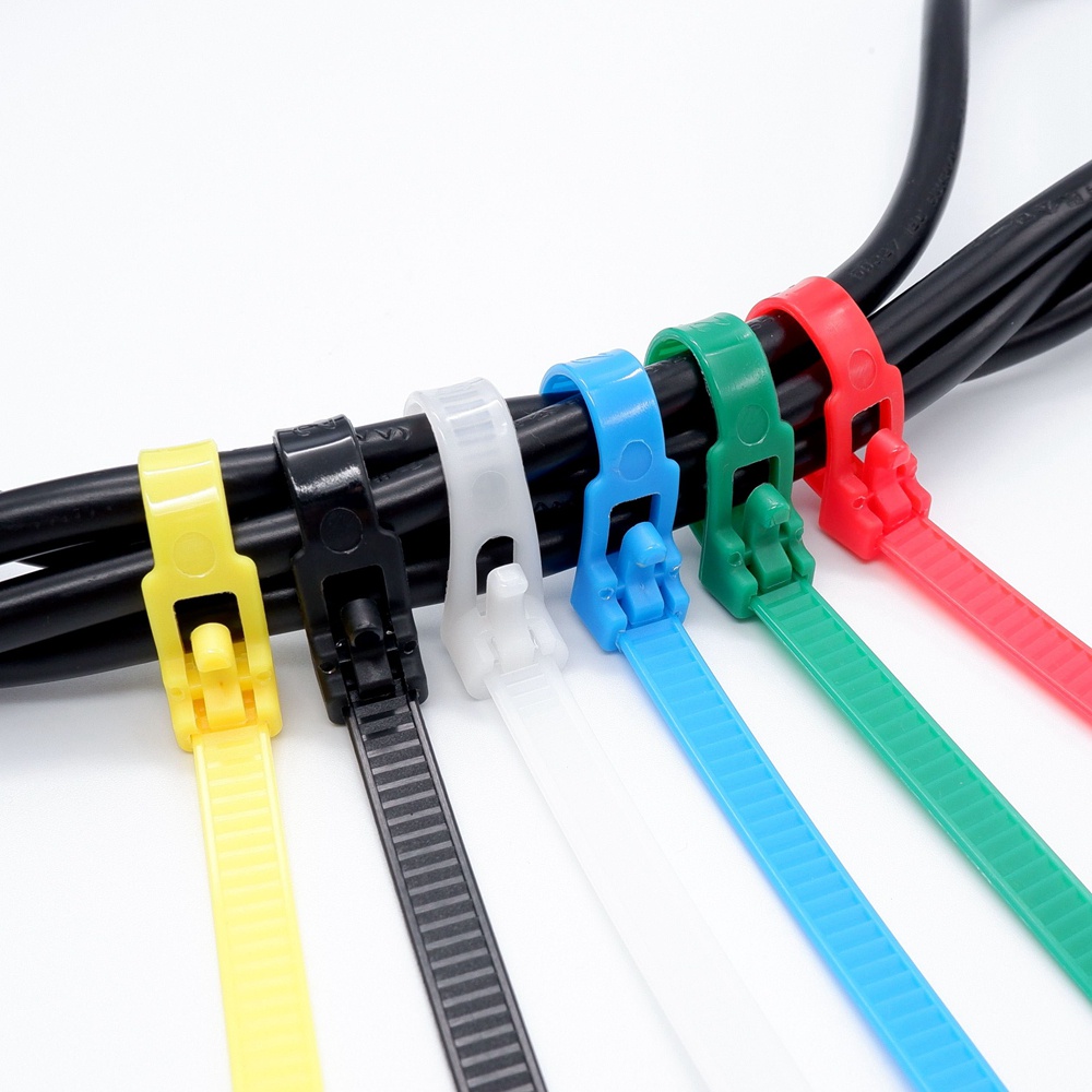 25pcs Plastic Reusable Cable Zip Ties Releasable Nylon Fixed Binding Color Black And White